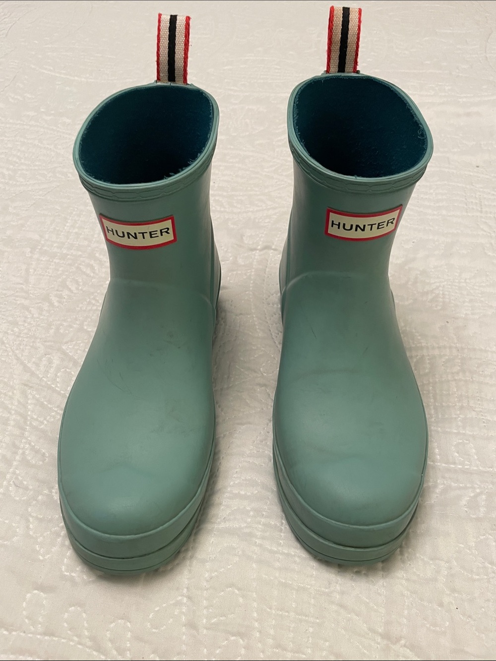 HUNTER Green Women’s PLAY Rain Rubber Boots Waterproof Garden Size 7 Lt. Used